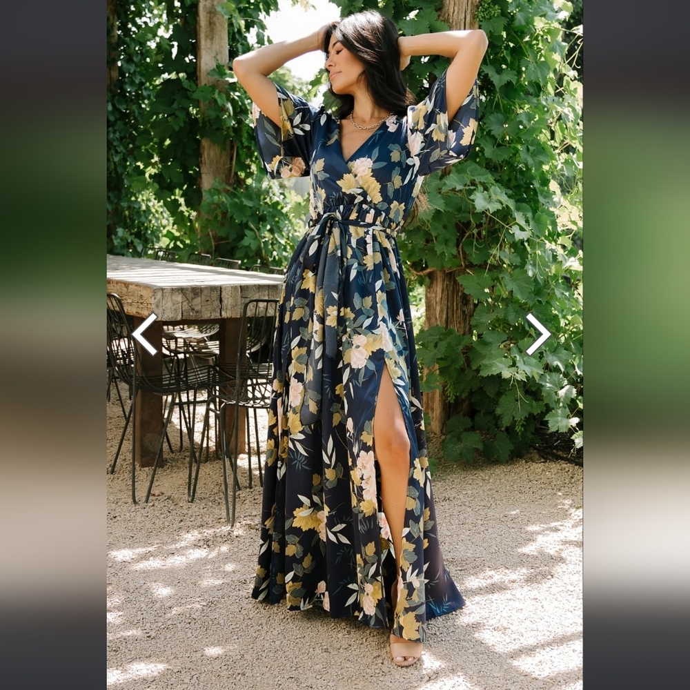 Baltic Born Sicily Satin Navy Floral Women's XL Dress